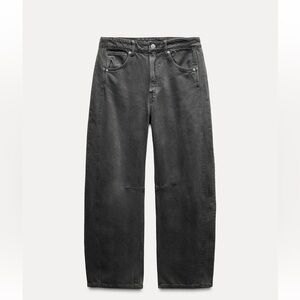 Zara Women’s Mid-Rise Relaxed Balloon Jeans in Grey